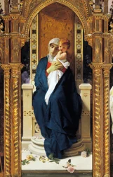Triptych of Madonna of Roses, by Domenico Morelli (1823-1901), detail, Chapel of Saint Augustine, Castle of Corigliano Calabro, Calabria, Italy