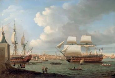 Foudroyant and Pégase Entering Portsmouth Harbour, 1782