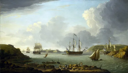 Return of a fleet to Plymouth, description of the city and the bay, including Drake Island and Edgcumbe Mountain
