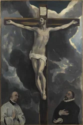 Christ on the Cross Adored by Two Donors
