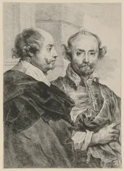 Portrait of Two Older Men, in Profile and Frontal View