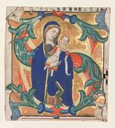 Initial S[alve Sancta Parens] from a Gradual: Madonna and Child