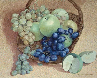 Basket of grapes and apples