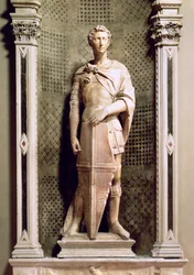 St. George in a Niche with a Relief of St. George Slaying the Dragon Below