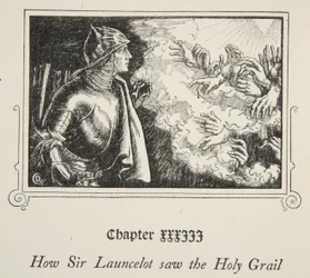 How Sir Launcelot saw the Holy Grail, illustration from Stories of King Arthur and the Round Table by Beatrice Clay, 1st Edition