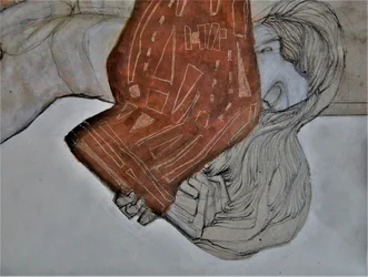 Expressive Woman Red Fabric