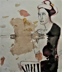 Pensive Figure and Leaves