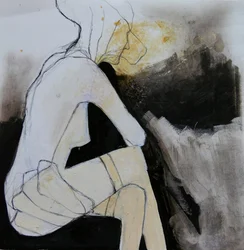 Pensive Sitting Woman