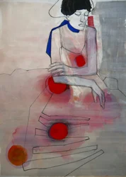 Pensive Woman with Red