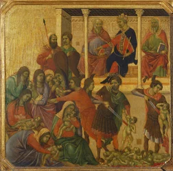 The Massacre of the Innocents, detail from predella of the Maestà of Duccio Altarpiece in the Cathedral of Siena