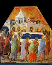 The funeral of the Virgin, Saint John with the palm opens the way