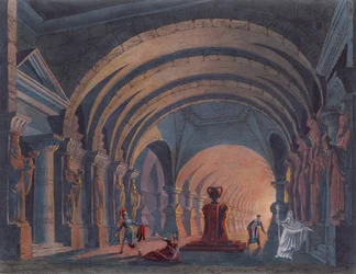 4th Act of Semiramis by Rossini, published in a book about stage design in Amsterdam in 1845