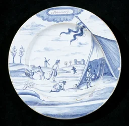 Delftware plate depicting the month of January