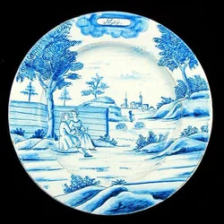 Delftware plate depicting the month of May