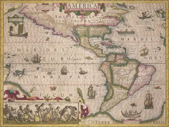 Map of America, from the Mercator Atlas, published by Jodocus Hondius, Amsterdam, 1606
