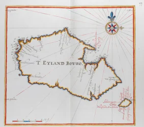 Map of the island of Bouro, Indonesia