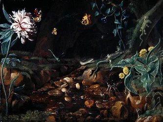 Stream in a Dell with Flowers and Reptiles