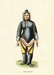Inuit woman with facial tattoos, Mackenzie River, Yukon, Canada
