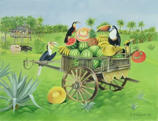 Toucans and Watermelons in Old Thai Cart