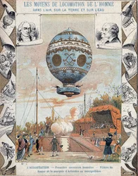 First Manned Free Balloon Flight, Pilatre de Rozier and the Marquis d