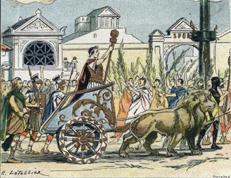 The triumphal cortege of Julius Caesar (Giulio Cesare or Gaius Julius Caesar), politician and Roman writer