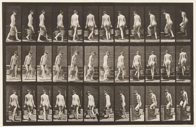 Turning and Ascending Stairs, Bucket Water in Each Hand