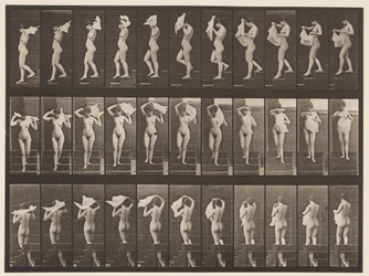 Descending Stairs, Throwing Handkerchief Over Shoulders