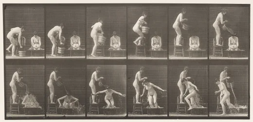 Plate 406. Two Models, Pouring Bucket of Water Over One