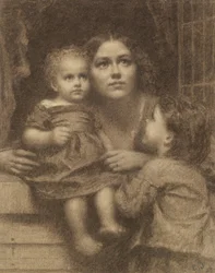 Woman with Two Children by a Window