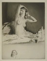 A woman at her toilet, illustration for 