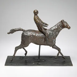 Horse with Jockey, Horse Galloping, Turning Head to the Right, Feet Not Touching the Ground