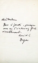 Letter from the Artist to Berthe Morisot (1841-95)