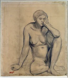 Naked woman sitting (study)