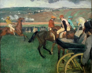 The Race Course, Amateur Jockeys Near a Carriage
