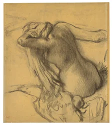 Woman drying her hair