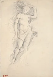 Woman, partly draped, with a slight Study of a Centaur, lower right, late 19th century