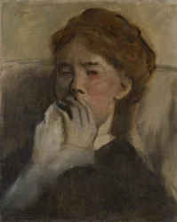 Young Woman with Her Hand over Her Mouth