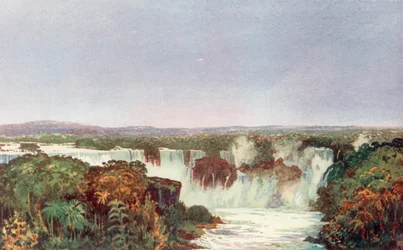 Partial View of the Falls of Iguassu, Junction of Brazil, Paraguay and Argentina, Approached from the North by the Brazil Railway Company