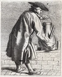 The Coffee Merchant - engraving by Edme Bouchardon (1698-1762)