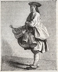 The Lantern Merchant - Small Trade of Paris (Études Prises dans le Bas Peuple, ou les Cris de Paris) - Engraving by Edme Bouchardon (1698-1762)