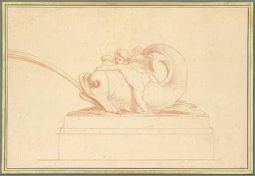 Water-Spewing Dolphin to the Left with a Cherub. 1737