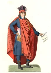 Costume of a Representative of the People, France 18th century, after a contemporary engraving - Lithography based on an illustration by Edmond Lechevallier-Chevignard, extracted from Costumes historiques des 16e