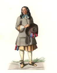 French Peasant 17th Century, After an Engraving of 1679, by Jean Saint Jean, Lithography of an Illustration by Edmond Lechevallier-Chevignard (1825-1902), from 