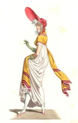Young French woman dressed in the fashion of the Wonderful of the 18th century