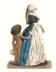 Young French woman with a little boy