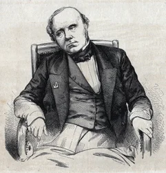 Portrait of Augustin Thierry, French historian. Engraving by Chevignard In 