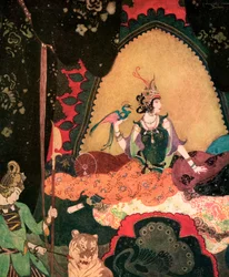 Layla Holding a Bird by Edmund Dulac