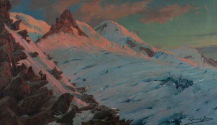 Two mountaineers arriving at Les Grands Mulets (Mont-Blanc massif)