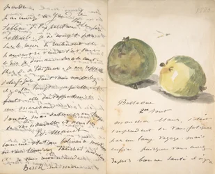 A Letter to Eugène Maus, Decorated with Two Apples