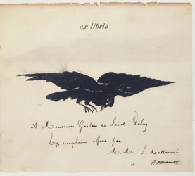 Ex-libris Lithographed by Edouard Manet to Illustrate: Edgar Allen Poe. The Raven. Translation by Stéphane Mallarmé with Illustrations by Edouard Manet
